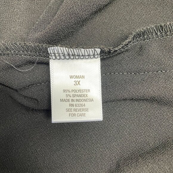 ROZ & ALI SHIRT BLOUSE OPEN SLEEVE GOLD BUTTON DETAILS STRETCH WOMEN'S 3X BLACK - Picture 5 of 8